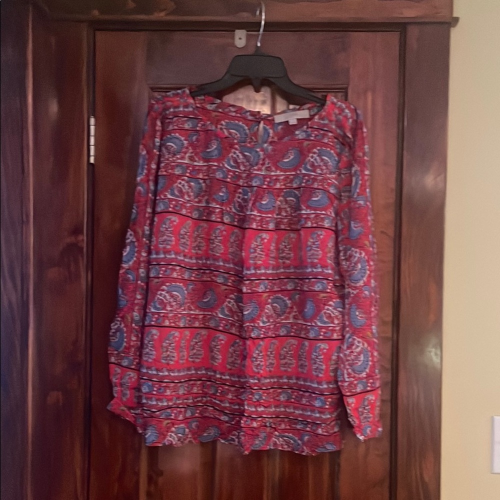 Paisley Print Red and Blue Women's Top